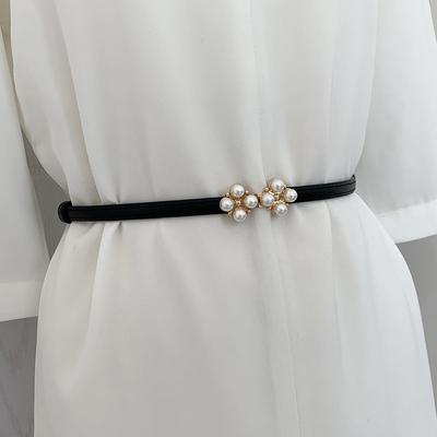 New Korean-style Pearl Button-down Adjustable Belt Women's Decorative Dress with Simple Small Pearl Waist Belt for Sale