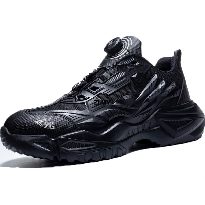 

Мужская защитная обувь с вращающимися пуговицами и стальным носком, удобные рабочие ботинки, рабочая обувь с защитой от ударов, мужская защитная обувь 48