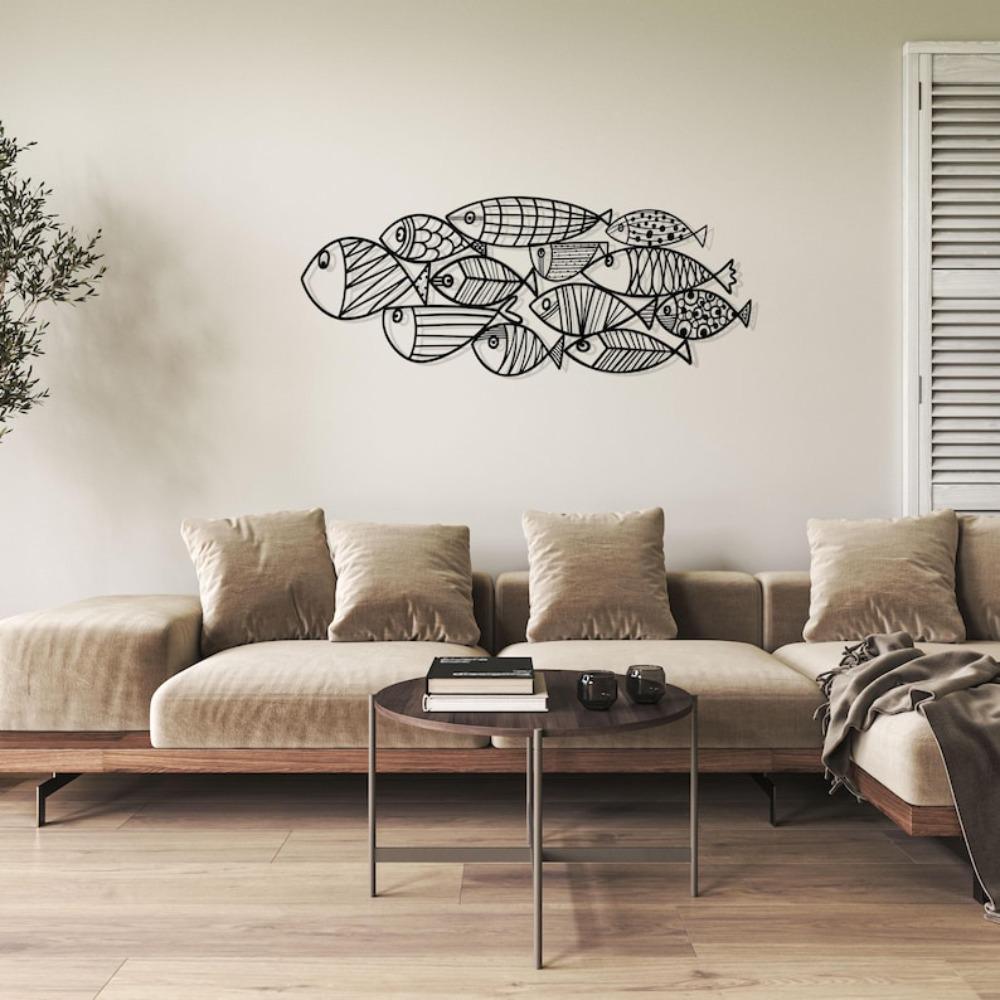 School of Fish Metal Wall Art, Nautical Home Decor, Sea Life Gift for Fisherman