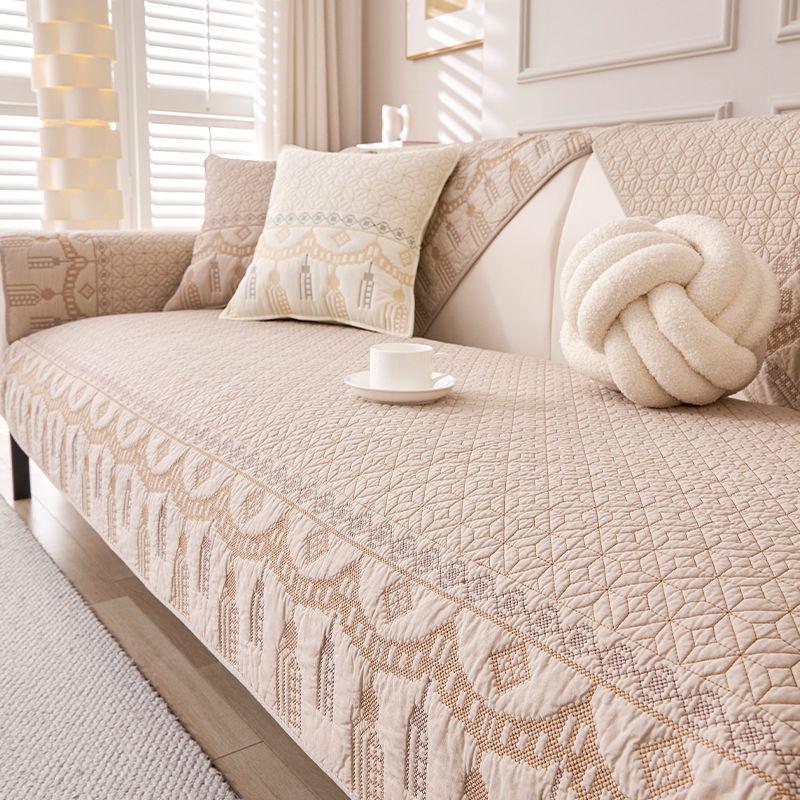 All-Cotton Non-Slip Sofa Cushion Cover: Universal, Luxurious Fabric for All Seasons