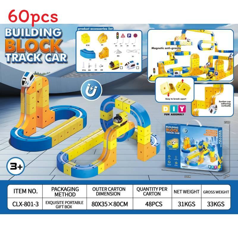 Childrens Magnetic Track Toy With Diy Rail System For Creative Building Play