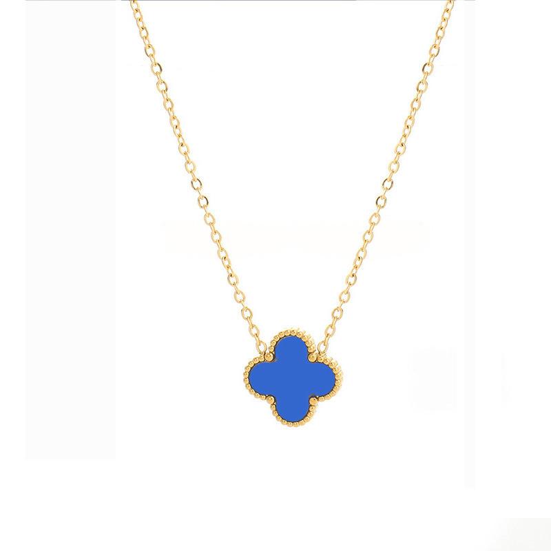 15MM Double-sided Titanium Steel Four-leaf Clover Necklace Female Simple Fashion Clavicle Chain Necklace