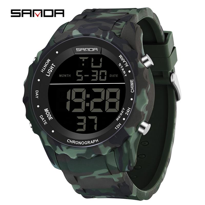 Sanda Tide Unisex Camouflage Luminous Waterproof Multifunction Watch for Teens and Adults