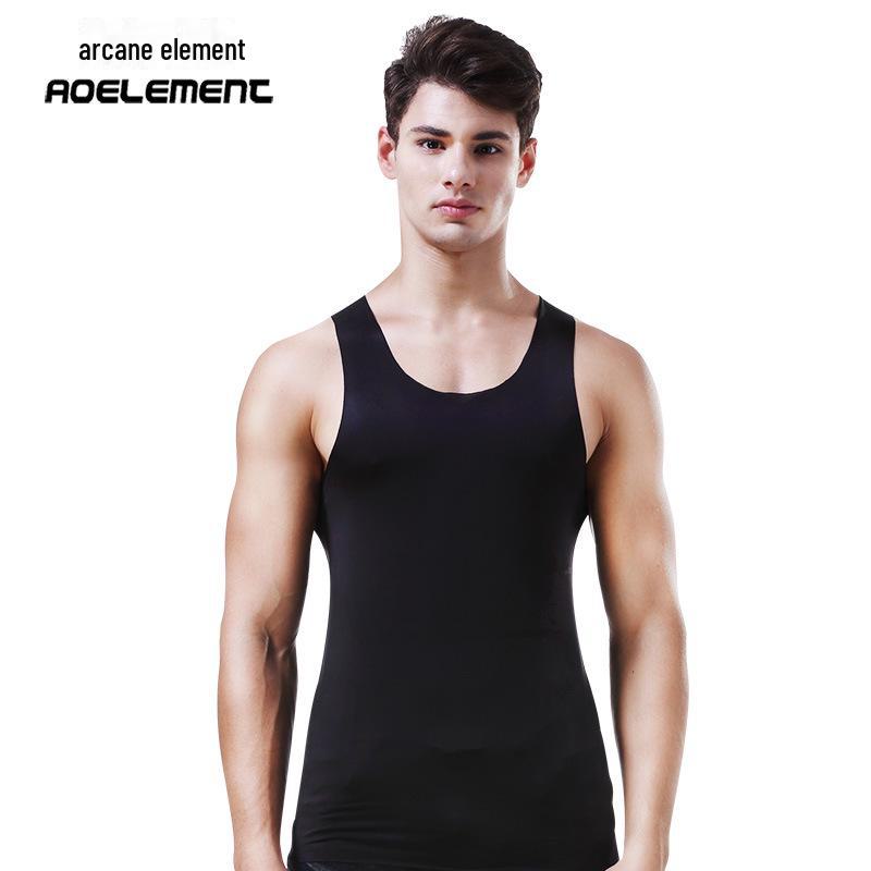 

Мужской бесшовный жилет для фитнеса Ice Silk без рукавов Extra Large чёрный