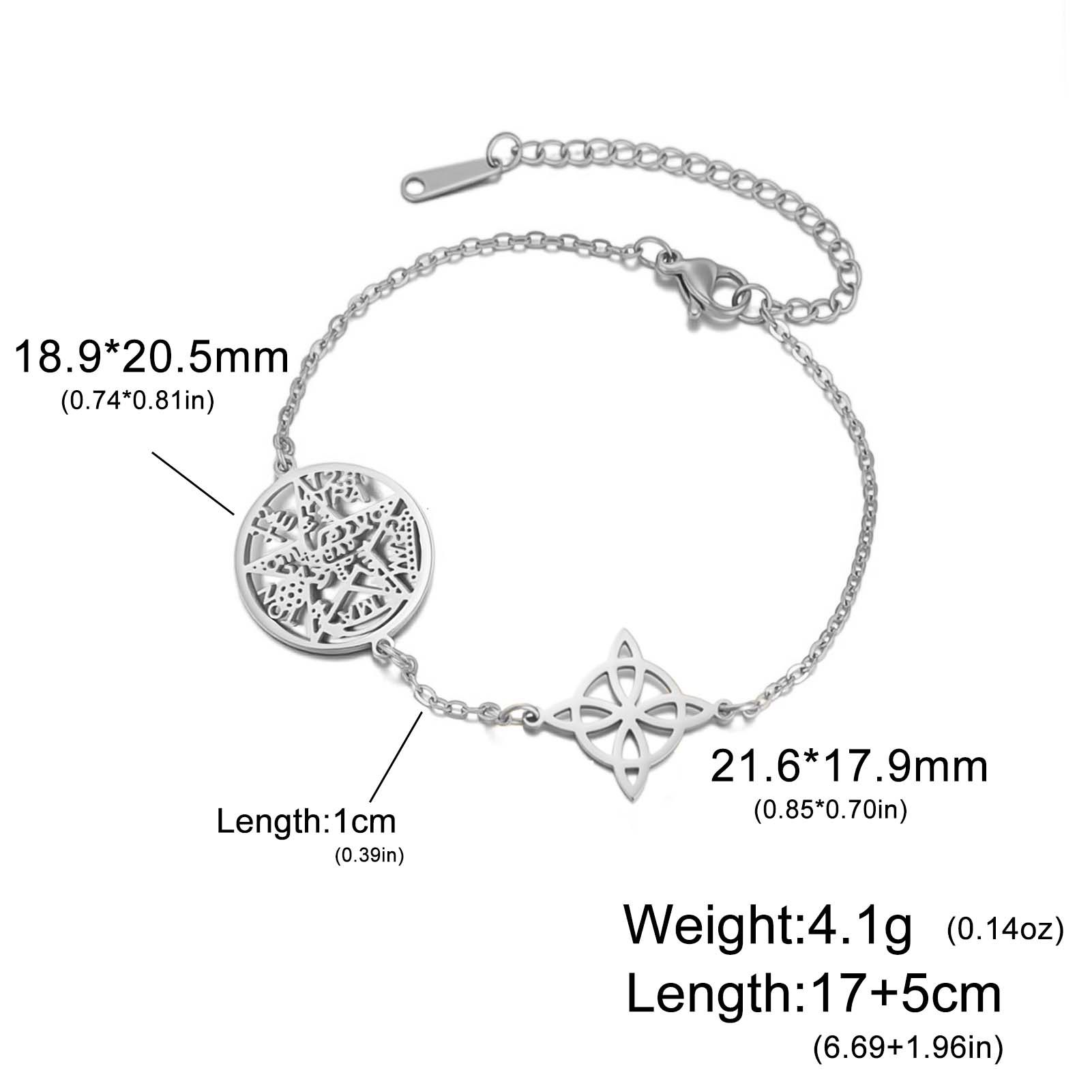 

Amaxer Stainless Steel Triple Protection Bracelet Witch Knot Virgin Mary Pentagram Amulet Jewelry