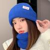 New Women's Pile Hat Letter Mark Autumn and Winter Warm Ear Protection High-end Knitted Wool Hat