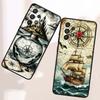 Vintage compass illustration Case For Samsung A41 A35 A34 A33 A32 A25 A24 A23 A21s A06 A05 A04 A03 Note 10 20 Ultra 5G Black