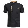 Summer  Men Short Sleeve Chef Jacket Black Uniform Chef Coat Apron Work Clothes Logo Chef Shorts Breathable Restaurant Kitchen