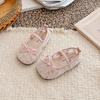 Girls' Flower Petal Pearl Solid Color Small Flats2026Summer Sweet Mesh Shoes for Children and Youngsters