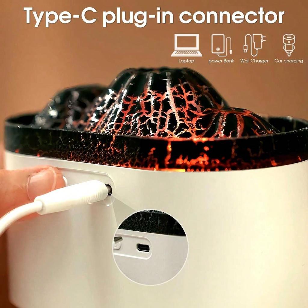 Neuer Jet Flame Luftbefeuchter mit Farblicht Ätherischer Öldiffusor mit LED-Lichtern Schaffen Sie eine romantische und warme Atmosphäre