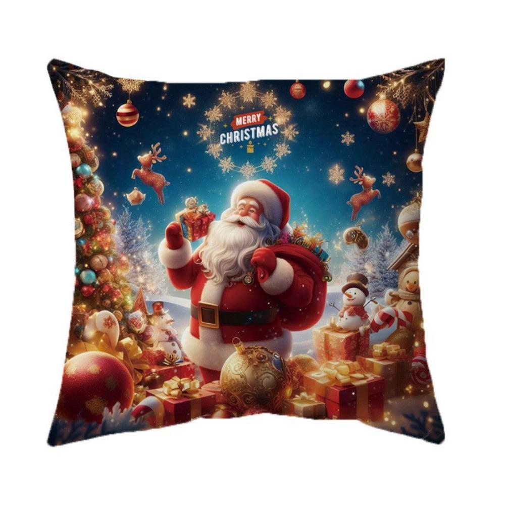 Soft Christmas Pillow Cover Christmas Tree Santa Pillow Cover Party Decoration