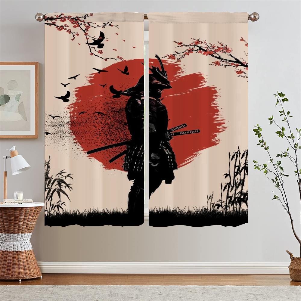 Japanese Samurai Cheap Things With Free Shipping for Home Interior Curtains for Living Room Blind Cover Curtain Tiebacks Blinds