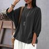 Damen Freizeit Bluse Lockere Passform Laternenärmel Rundhalsausschnitt Oberteil Leichter Bequemer Stoff Stilvolles Design für den Alltag
