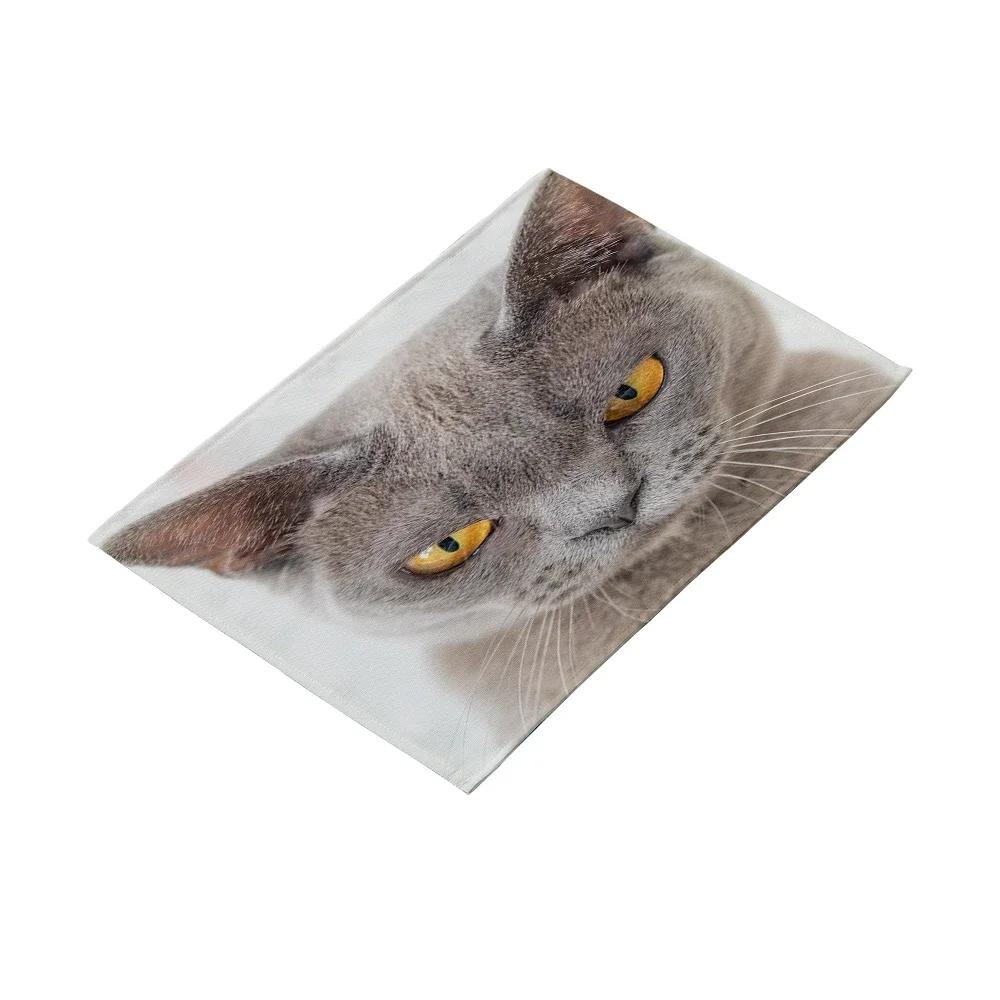 Tryckt Söt Kattansikte Bordstablett Halkfri Värmetålig Tvättbar Köksbord Tallrik Skål Underlägg Barnens Duk