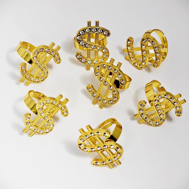 Gold Silber Punk Hip Hop Dollarzeichen Ring Für Frauen Männer Trendy Rock Party Schmuck Geschenk