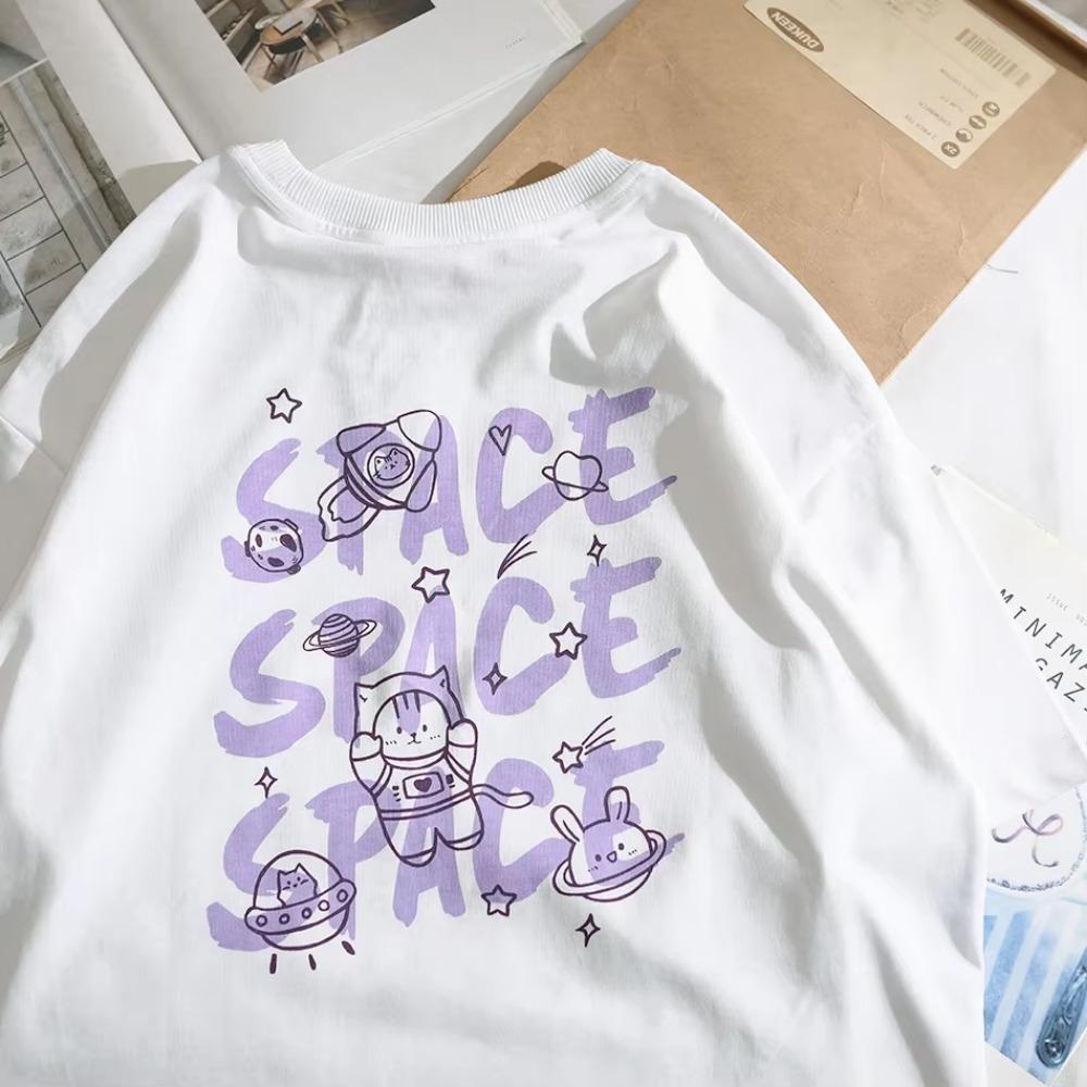 Americké pouliční zábavné tričko Dámské s krátkým rukávem Letní Retro Harajuku Styl Bf Čistá bavlna Volné Pár Top Trendy Muži Ženy