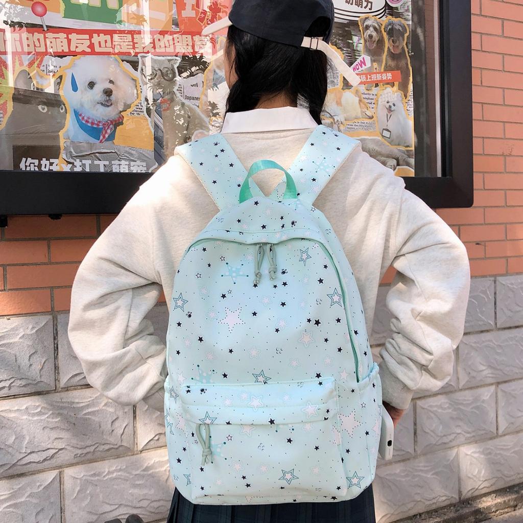 Schoolbag Female Junior High School High School Student Star Print Korean Version Niche Ins Backpack Mori College Student Backpack Female