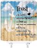 Inspirational Quote Shower Curtain Trust The Lord With All Thine Heart Ocean Beach Anchor Nautical Sea Wave Vintage Summer Brown