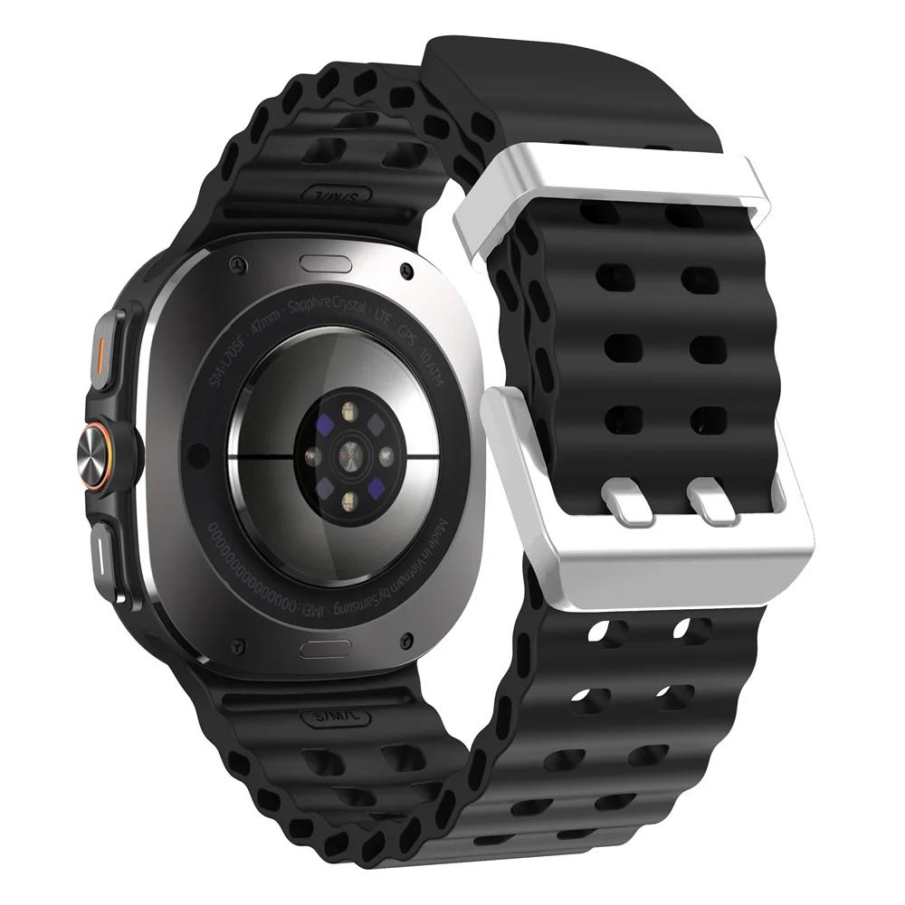 Marine Band For Samsung Galaxy Watch ultra Strap 47mm Accessories Two color Sport silicone Bracelet Galaxy Watch 7 ultra Straps