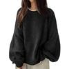 Women's Fashion Casual Loose Pullover Solid Color Round Neck Long Sleeve Knit Sweater