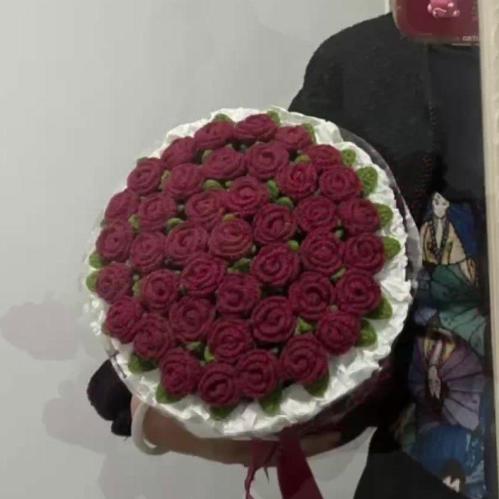 DIY Rose Bouquet Blanket Handmade Woven Crocheted Blanket Material Package Flower Bouquet Blanket Crochet Kit for Mothers Gift