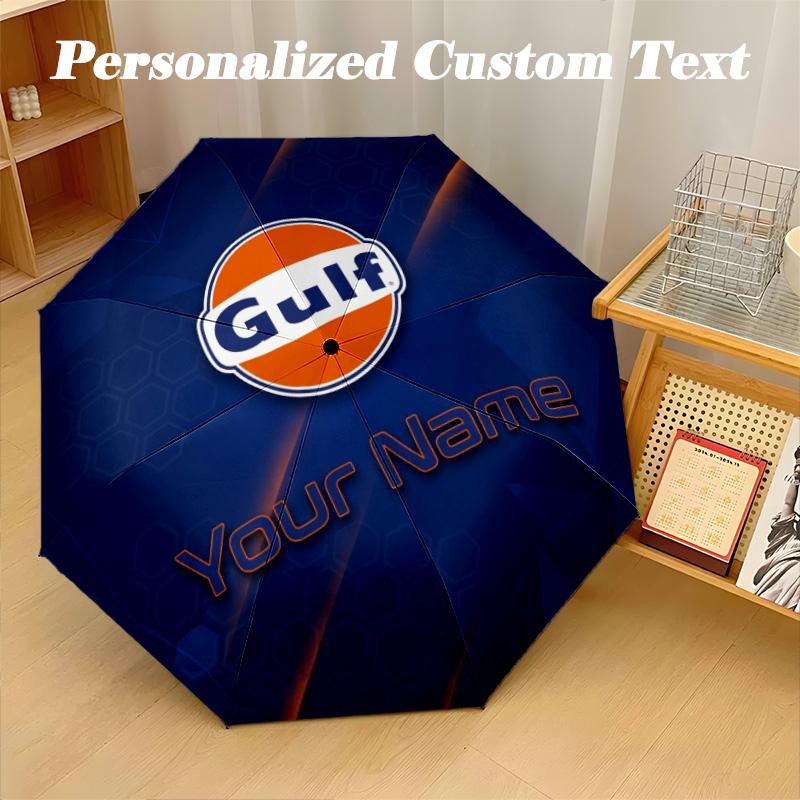 Ombrello Automatico Gulf a 8 stecche, Ombrello Pieghevole Personalizzato con Testo Nome Personalizzato Pioggia Sole Regalo