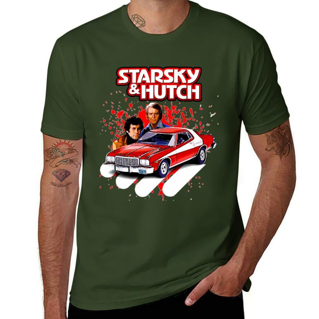 Koszulka z serialu telewizyjnego Starsky i Hutch, koszulka z krótkim rękawem, anime, ubrania męskie