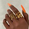 Pack of 2 Multifuntional Finger Jewelry Gold Irregular Lava Ring Set Opening Rings Set Present for Fashion Individuals