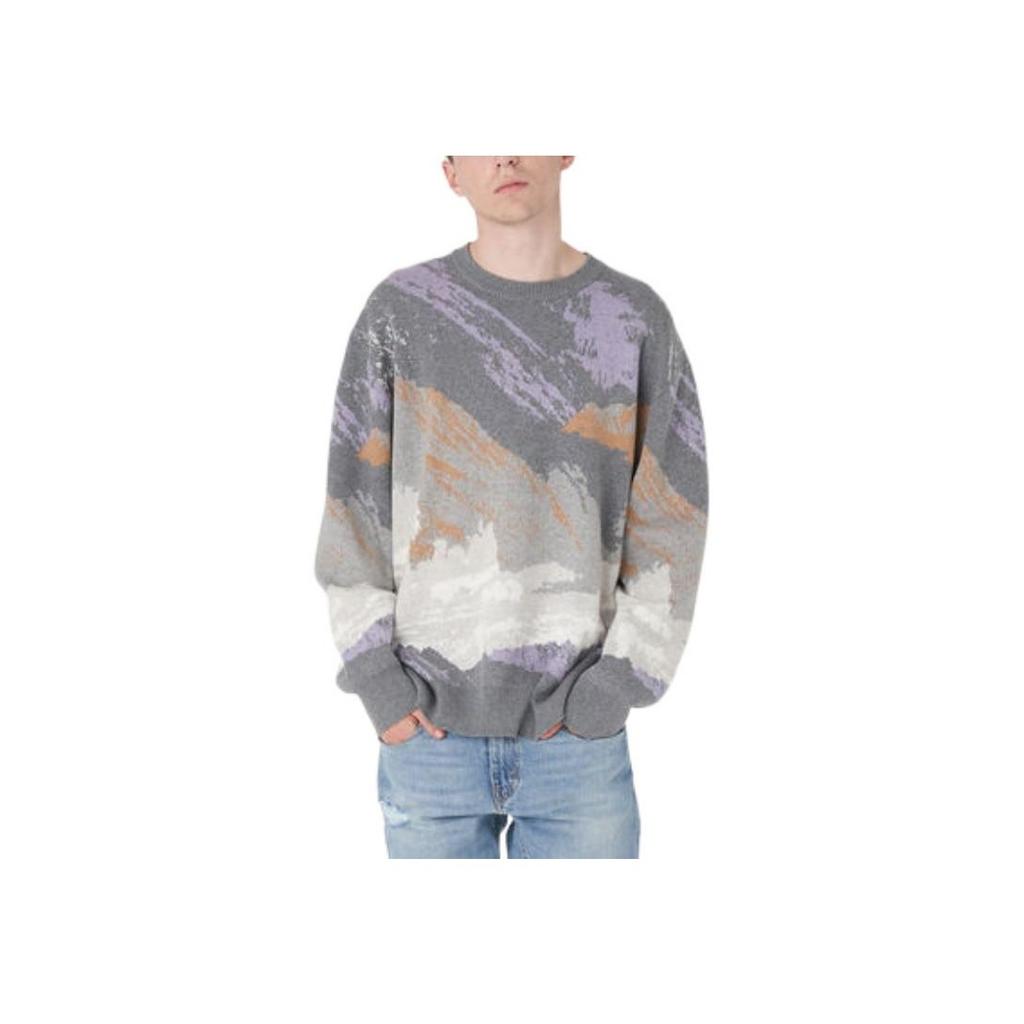 Sweter męski Levis FW22 z okrągłym dekoltem, wzorzysty, luźny, kaszmirowy, szary A0731-0004