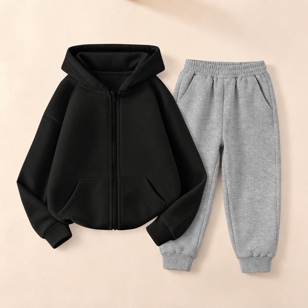 Kids Unisex Hoodie and Sweatpants Set - Casual Sport Outfit with Pullover Sweatshirt and Matching Pants for Boys Girls
