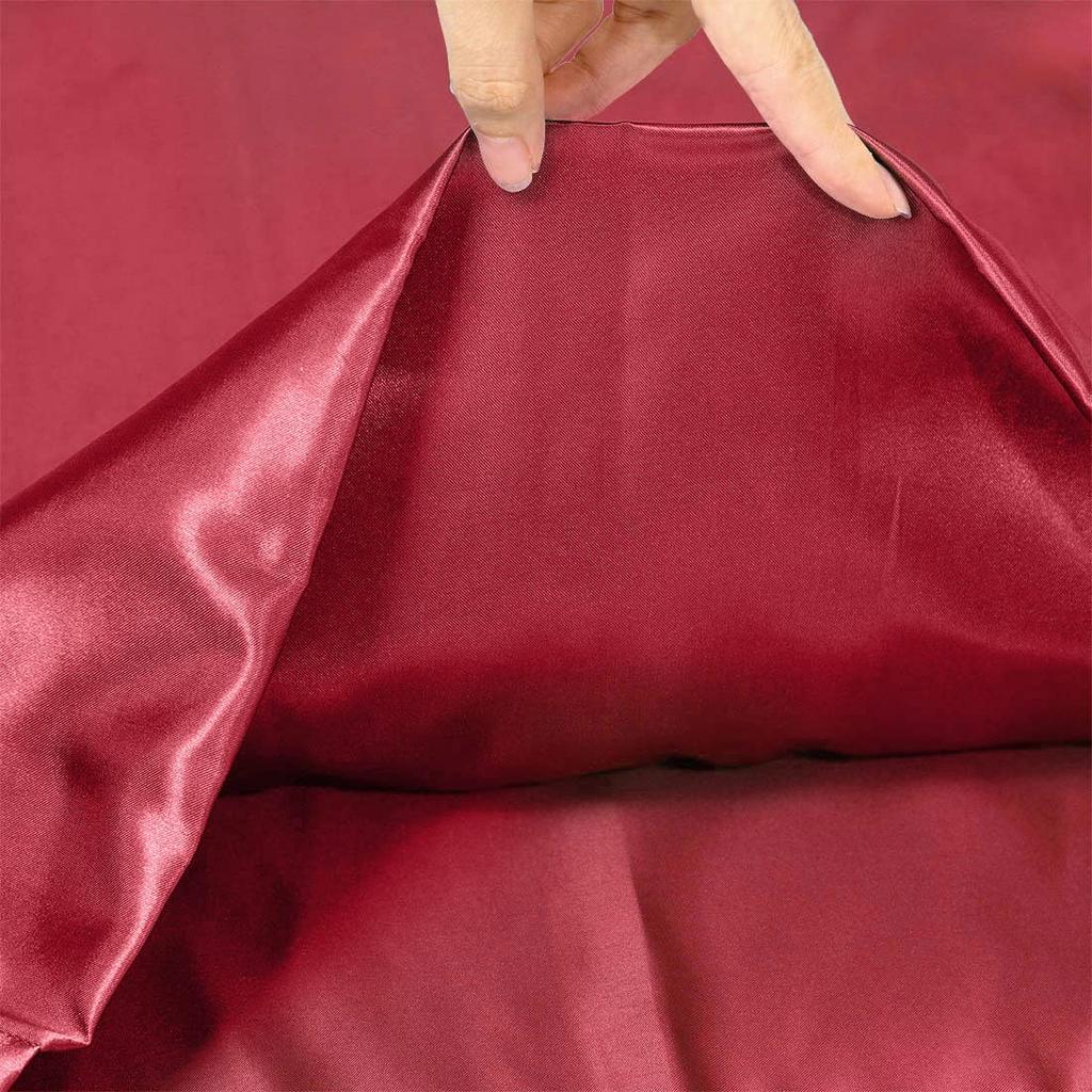 uxcell Pillowcase Satin Weave Envelope Style Cooling Cool to the Touch Pillowcase Set of 2 Pillowcases Plain Odor Resistant Wine Red 50x75cm