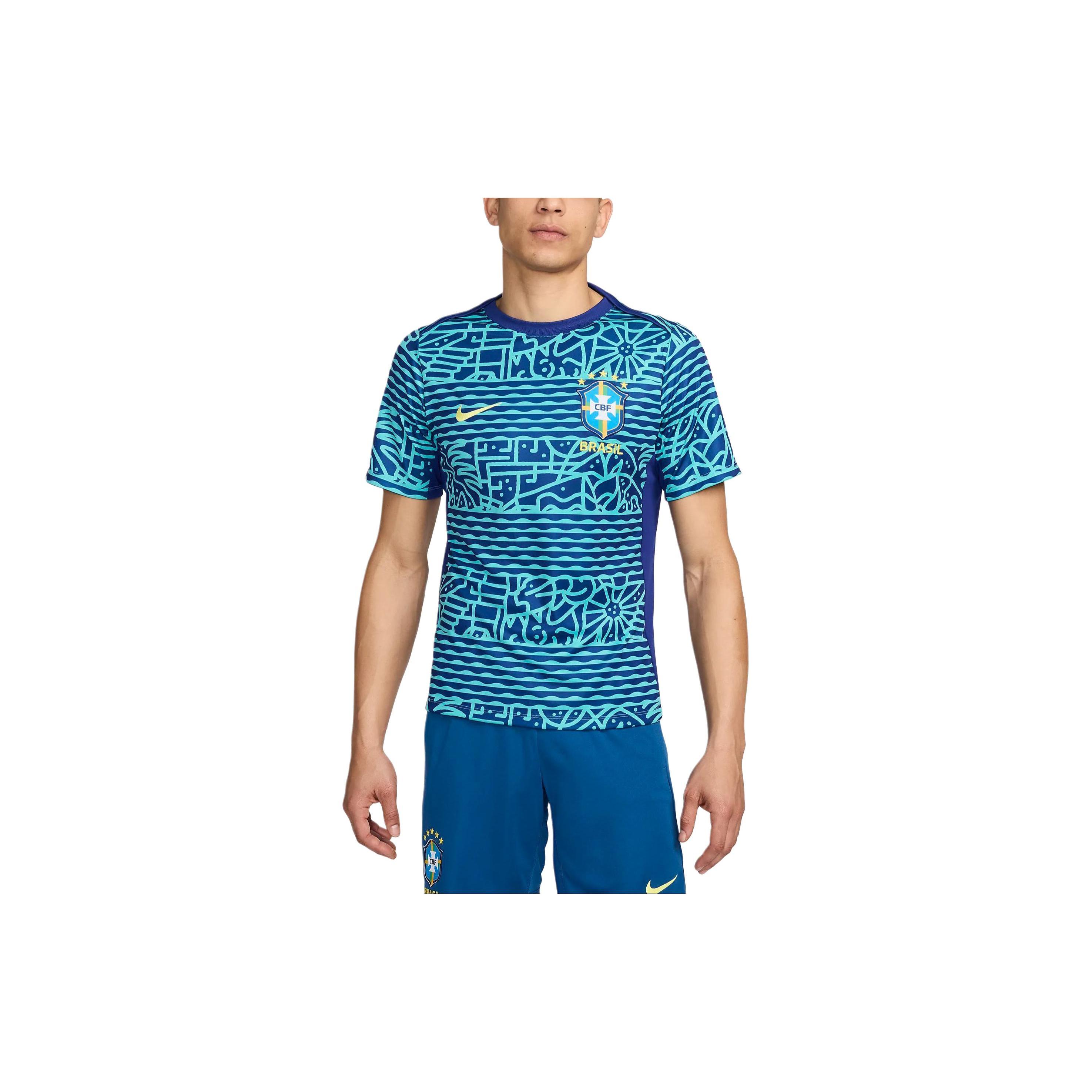 

Новая мужская футболка с коротким рукавом Nike Brazil Academy Pro Nike Dri FIT для разминки перед матчем FJ2723-445 M