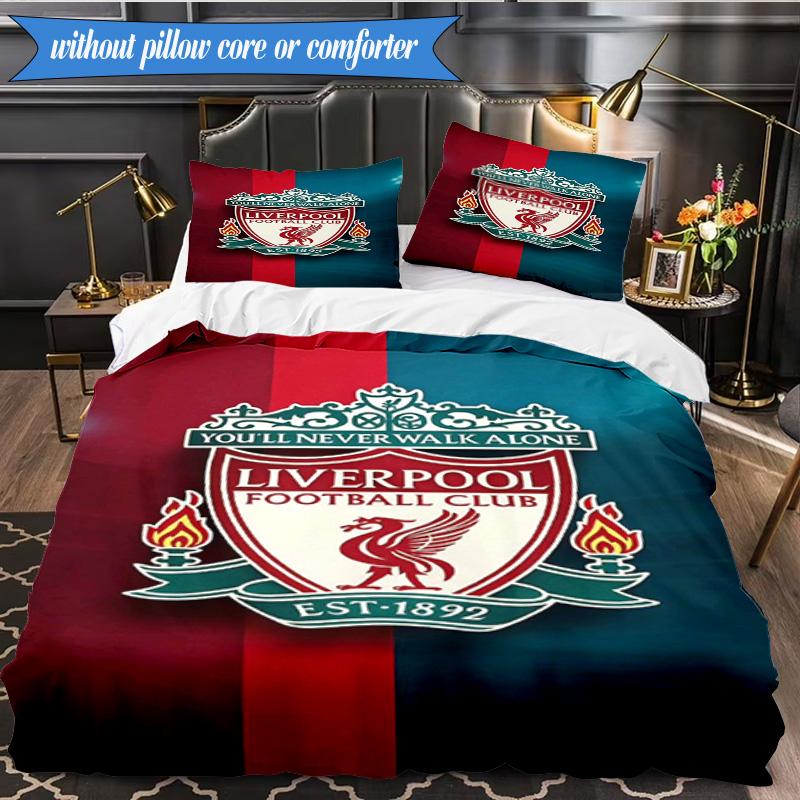 Liverpool Football Club 3 Pezzi Biancheria da Letto, Include 1 Federa per Piumone e 2 Federe Perfetta per Natale, Ideale per Camera da Letto, Dormitorio