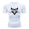 Men's Compression Fitness Sport T-Shirt, Cool Devil Face Red Eyes Print Quick Dry Breathable Athletic Top for Gym Workout Training Running Active Wear