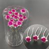 20Pcs/set Women U-shaped Hair Fork Pin Crystal  Rose Flower Hair Clips Rhinestone Hair Stick Wedding Bridal Jewelry Headwear Gift