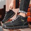 Men's High-top Casual Sneakers Handmade Leather Shoes Plus Size 39-48 Spring & Autumn
