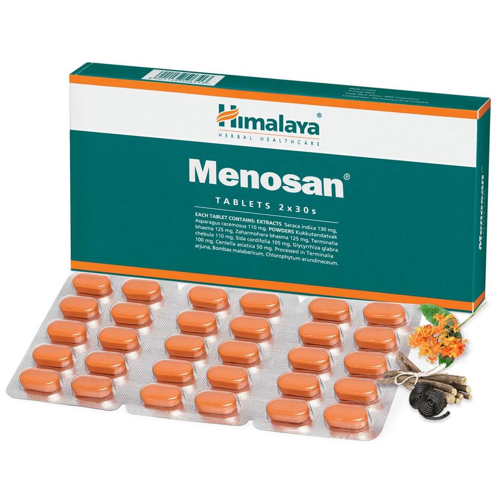 Himalaya Tablety Menosan pro podporu pohody žen, doplněk pro přirozenou rovnováhu, 30 kusů v každém balení po 2