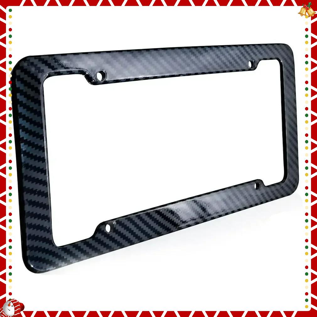 1/2set plastic ABS Carbon Fiber License Plate Frame-Black Plastic Car Tag Holder Cover  for license plate frame protection parts