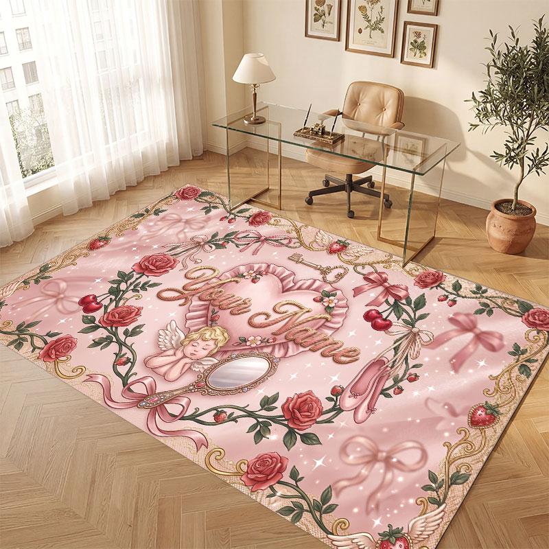 Abstract Personalized Theme Crystal Velvet Floor Rug Personalized Custom Name Text Warm Carpet Home Decoration