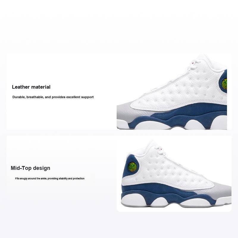 Air Jordan 13 Retro GS French Blue Sneakers per Bambini Bianco Grigio Acciaio Chiaro Rosso Fuoco DJ3003-164
