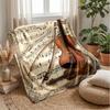 Classical Music Instruments Blanket Personalized Name Flannel Blanket Soft Cozy Plush Throw for Sofa Bed Lightweight Home Decor