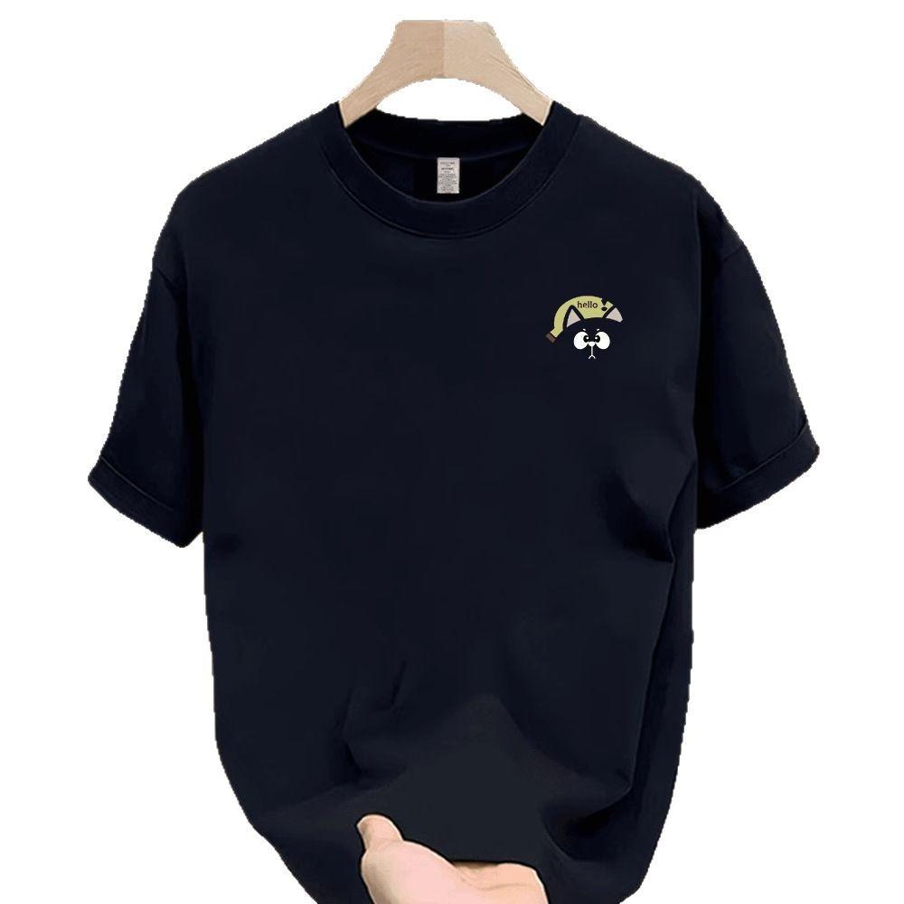 100% Cotton Short-Sleeved T-Shirt Men'S American Retro Heavy Hong Kong Style Handsome Loose Trendy Top