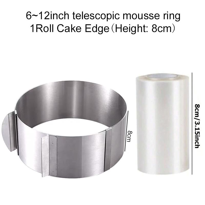 Cake Baking Tool 6~12inch Cake Mold Ring Adjustable Stainless Steel Transparent Mousse Collars Household Kitchen Supplies TMZ