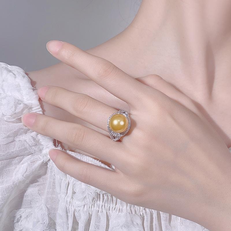 Jewelry Pearl Rings Australian White Pearls Nanyang Gray Fashionable Versatile Simple Women's Styles Open