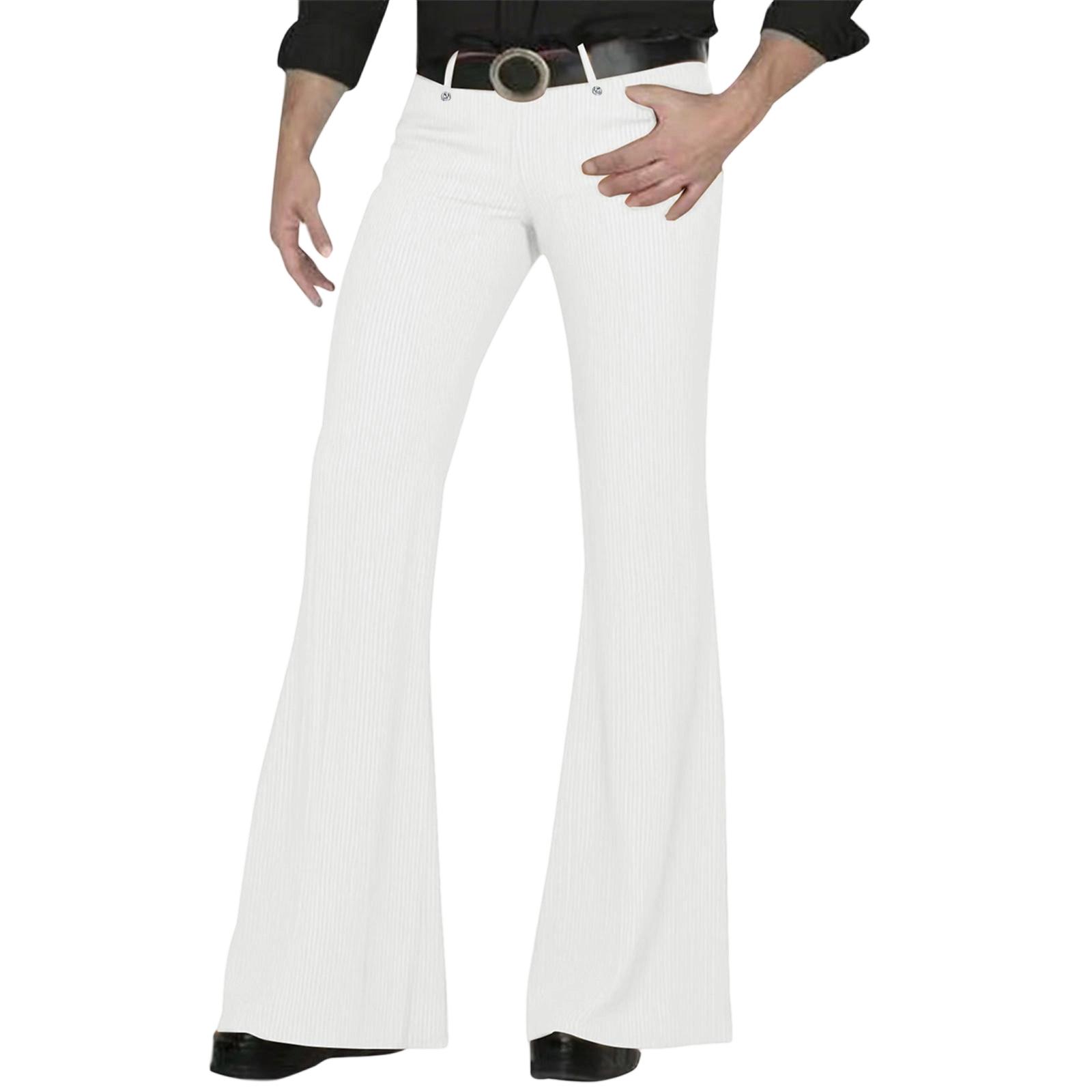 

Men S Casual Fashion Retro Flared Pants Long Pants L білий