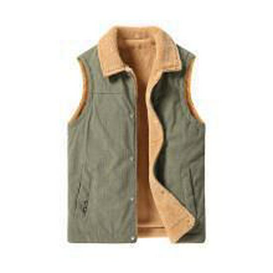 ZH 8027 Men's Retro Corduroy Lambswool Vest - Thickened, Plus Size, Versatile, Casual Workwear Outerwear