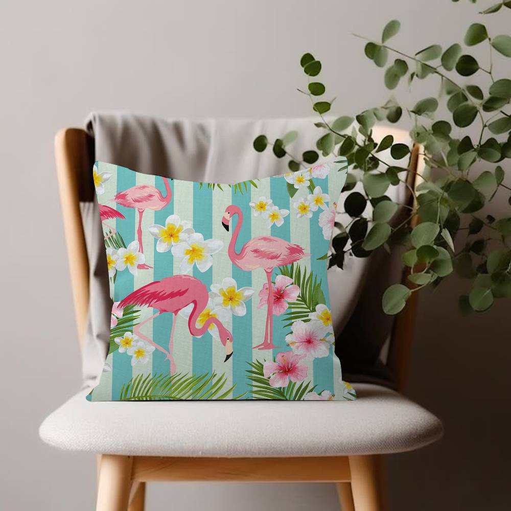 Leaf Flamingo Pillow Case Plush Fabric Soft Double Sided Print Sofa Cushion Cover Throw Pillow Covers