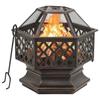 Vidaxl Rustic Fire Pit with Poker, 62X54X56 Cm, Xxl, Steel