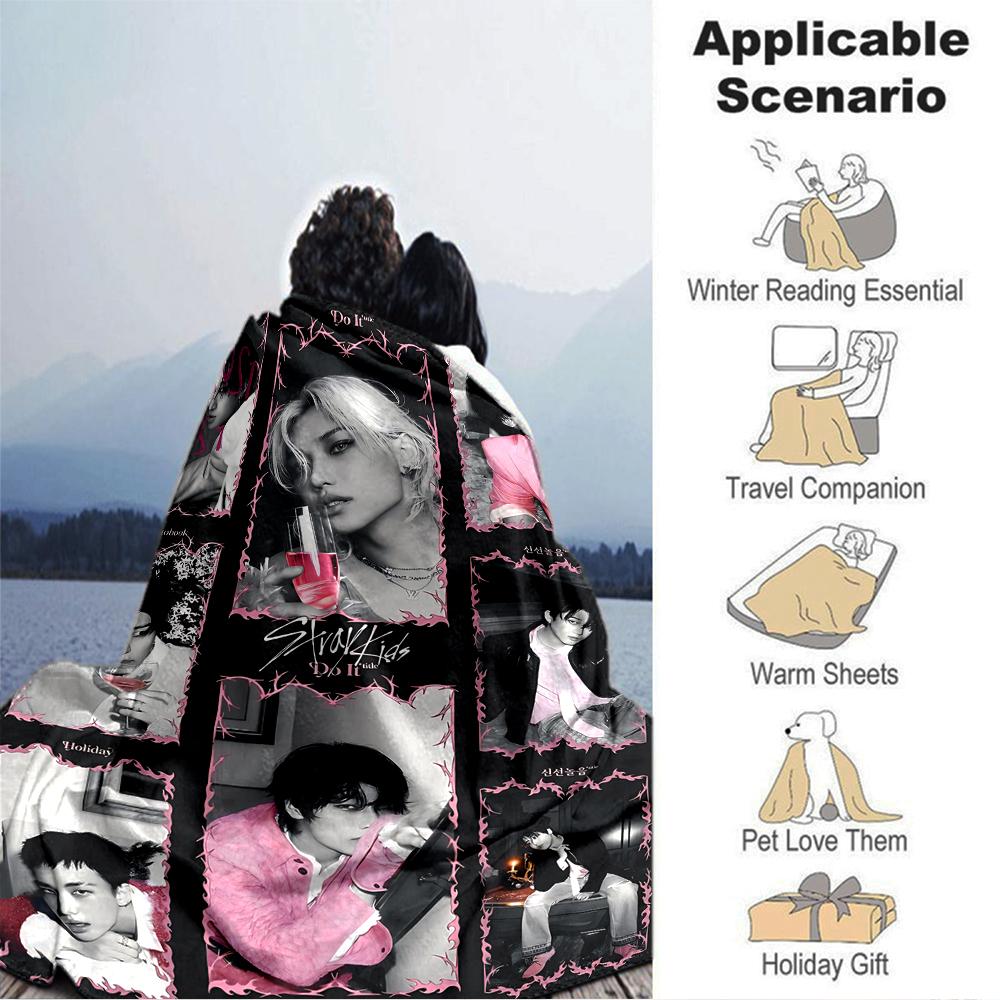 Pink Black Fashion Blanket Soft Throw Blanket For Home Bedroom Bed Sofa Travel Office Solid Christmas Blanket