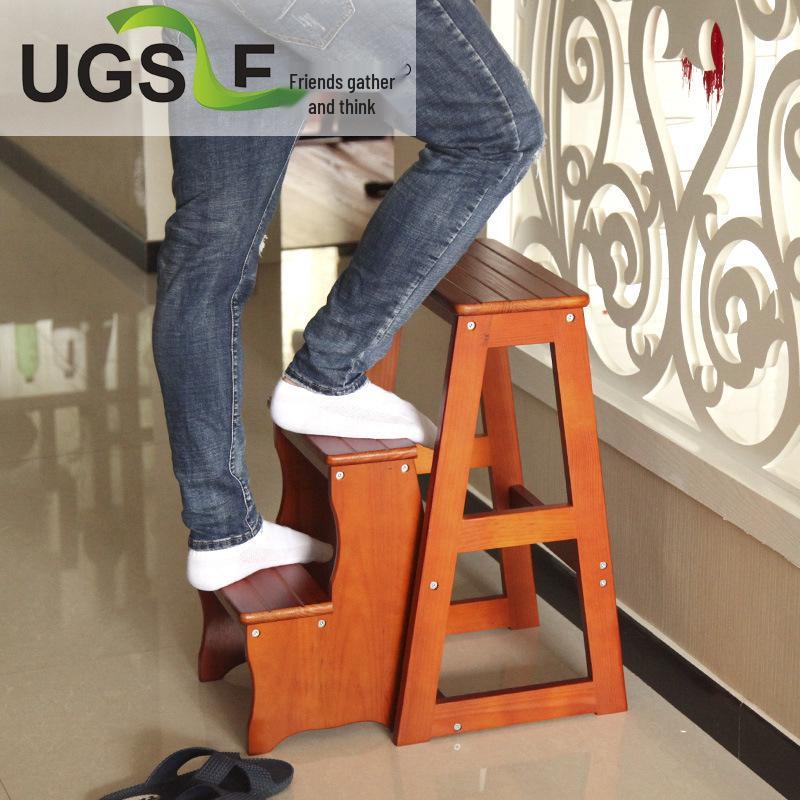 Nowoczesny Minimalistyczny Wielofunkcyjny Składany Stołek Schodkowy i Drabina z Litego Drewna Sosnowego